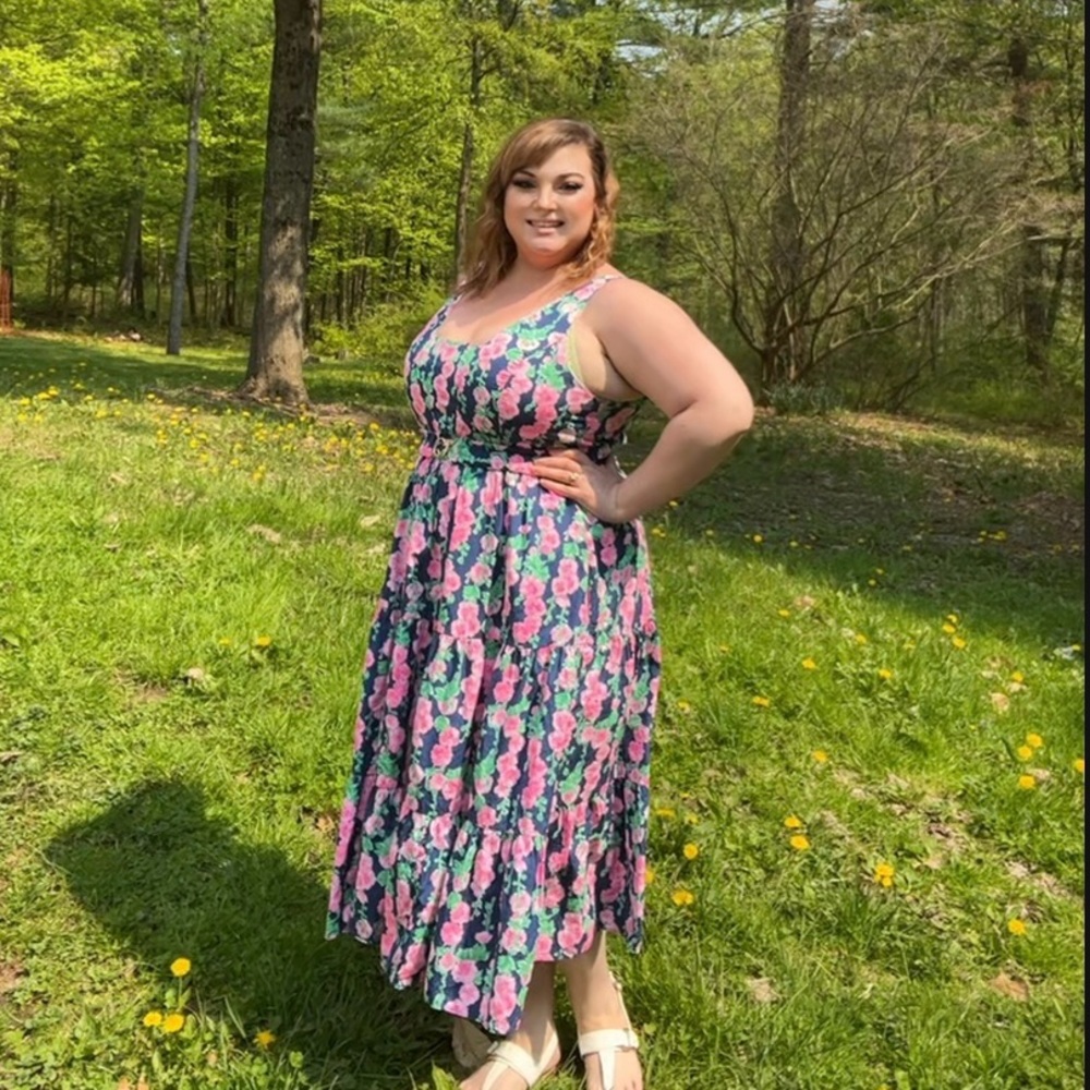 Lilly Pulitzer McKinnon dress navy pink floral GUC